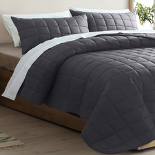 Charcoal Microfibre Coverlet Set