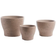 3 Piece Brown Cement Planter Set