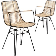 Natural Jaafan Rattan Outdoor Armchairs (Set of 2)