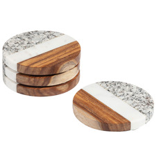 Shereen Marble & Wood Coasters (Set of 4)