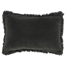 Black Emilia Fringed Velvet Cushion