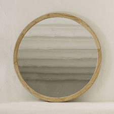 Krisma Round Mindi Wood Wall Mirror