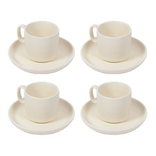 Beige Selena 200ml Ceramic Coffee Cups & Saucers (Set of 4)