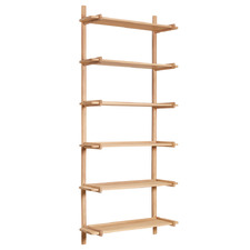 Leona 6 Tier Oak Wood Wall Shelf