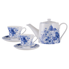 5 Piece Provincial Garden Teapot & Teacup Set
