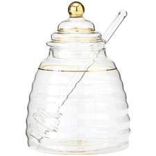 Honey Bee Glass Honey Pot with Dipper