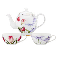 3 Piece Floral Symphony Teapot & Teacup Set