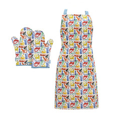 3 Piece Quirky Cats Apron & Oven Mitt Set