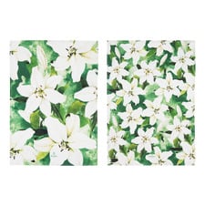 2 Piece White Lily Bold Blooms Kitchen Towel Set
