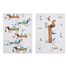 2 Piece Dachshund Canine Capers Kitchen Towel Set
