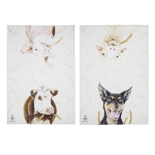 2 Piece Farmyard Faces Kitchen Towel Set