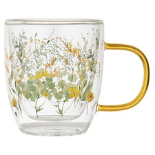 Sunshine Wildflowers 350ml Double Wall Glass Mug