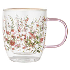 Blush Wildflowers 350ml Double Wall Glass Mug