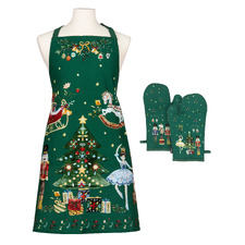 3 Piece Christmas Wonderland Apron & Oven Mitt Set