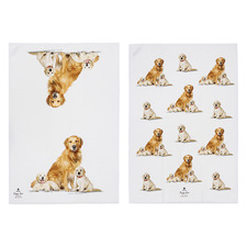2 Piece Golden Retriever Puppy Love Kitchen Towel Set