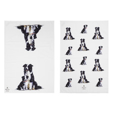 2 Piece Border Collie Puppy Love Border Kitchen Towel Set