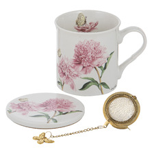 Pink Peony Jenny's Garden 330ml Mug with Coaster