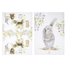 2 Piece Bunny Tales Cotton Tea Towel Set