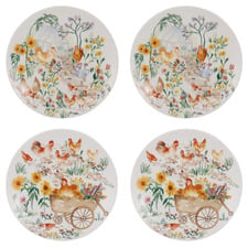 4 Piece Garden 20cm Hens Side Plate Set
