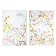2 Piece Garden Hens Tea Towel Set