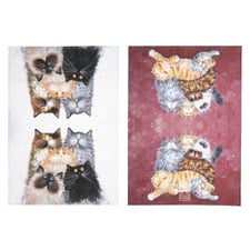 2 Piece Kim's Cats Fluffy Friends Tea Towel Set