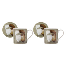 Kim's Cats Double Puff 330ml Mugs & Coasters (Set of 2)