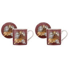 Kim's Cats Friends Family 330ml Mugs & Coasters (Set of 2)