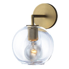 Clear & Gold Utilitaire Globe Replica Glass Wall Light