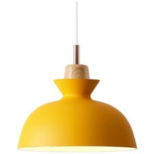 Stamp Yellow Dome Plywood Pendant Light