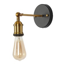 Industrial Brass Bare-Bulb Adjustable Armed Wall Light