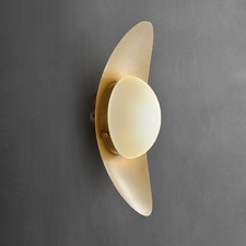 River Brass & Frosted Glass Wall Sconce
