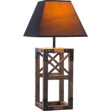 Linares Square Pine Wood Table Lamp