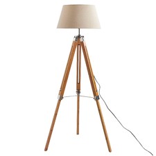 Yolanda Natural Timber Adjustable Tripod Floor Lamp