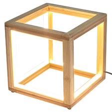 Tranquil Light Wood Bamboo Cube LED Lamp