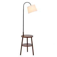 Hoover Rubberwood Floor Lamp with USB Charger