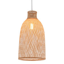 Divinia Bell Steel & Bamboo Pendant Light