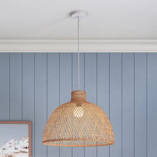 Divinia Dome Steel & Bamboo Pendant Light
