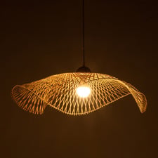 Divinia Wave Steel & Bamboo Pendant Light