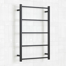Non-Heated Matt Black 600mm Square Ladder Towel Rail