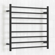 750 x 700mm Matte Black Heated Stainless Steel Towel Rail