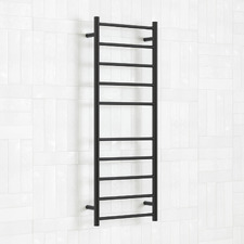450 x 1200mm Matte Black Stainless Steel Heated Towel Rail