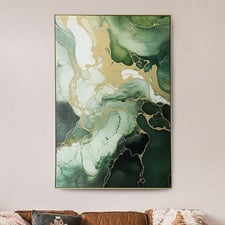 Green Marble Framed Canvas Wall Art
