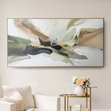 Green Abstract Framed Canvas Wall Art
