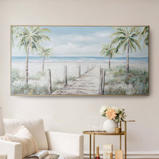 Palmtree Boardwalk Framed Canvas Wall Art