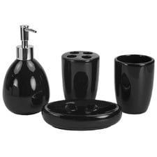 4 Piece Glazed Ceramic Bathroom Accessory Set
