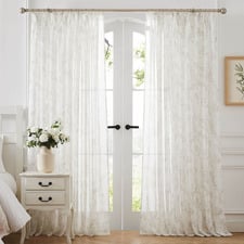 Forsythia Floral Sheer Pencil Pleat Single Panel Curtain