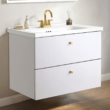 Linos 600mm Wall Hung Single Vanity with Ceramic Countertop