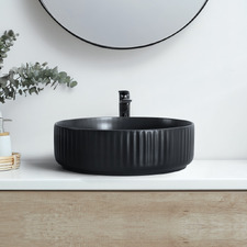 Cove 360mm Matte Black Round Ceramic Above Counter Basin