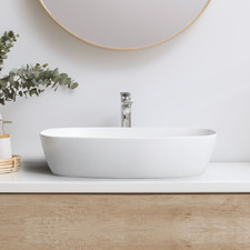 Cove 600mm Matte White Ceramic Above Counter Basin