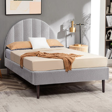 Braun Boucle Bed Frame